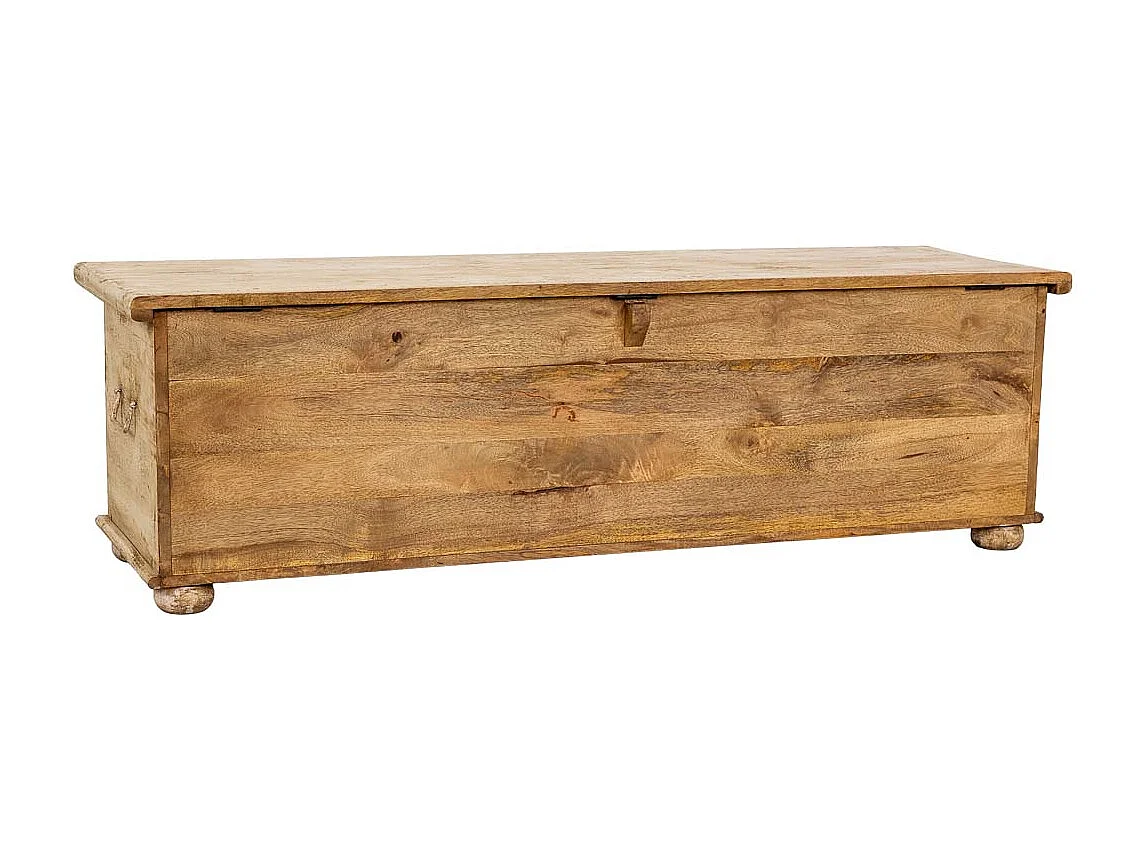 Coffre en bois artisanal beige 150x45x46h cm