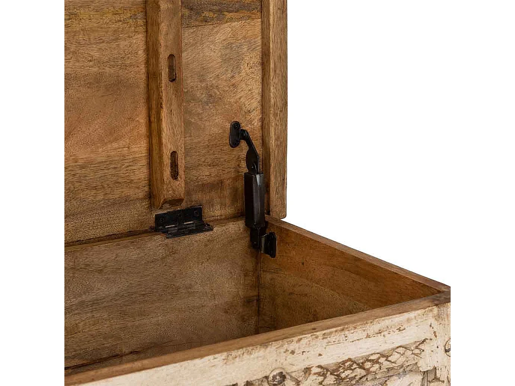 Coffre en bois artisanal beige 150x45x46h cm