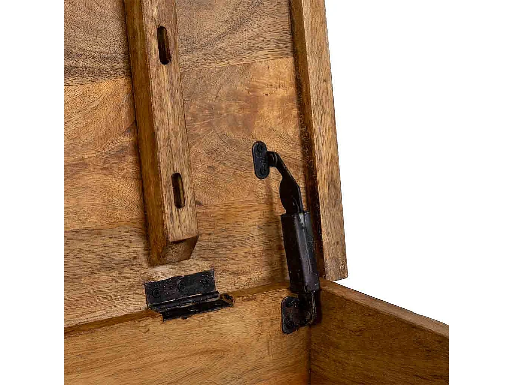 Coffre en bois fait main, blanc et bleu, 150 x 45 x 46 cm (hauteur)