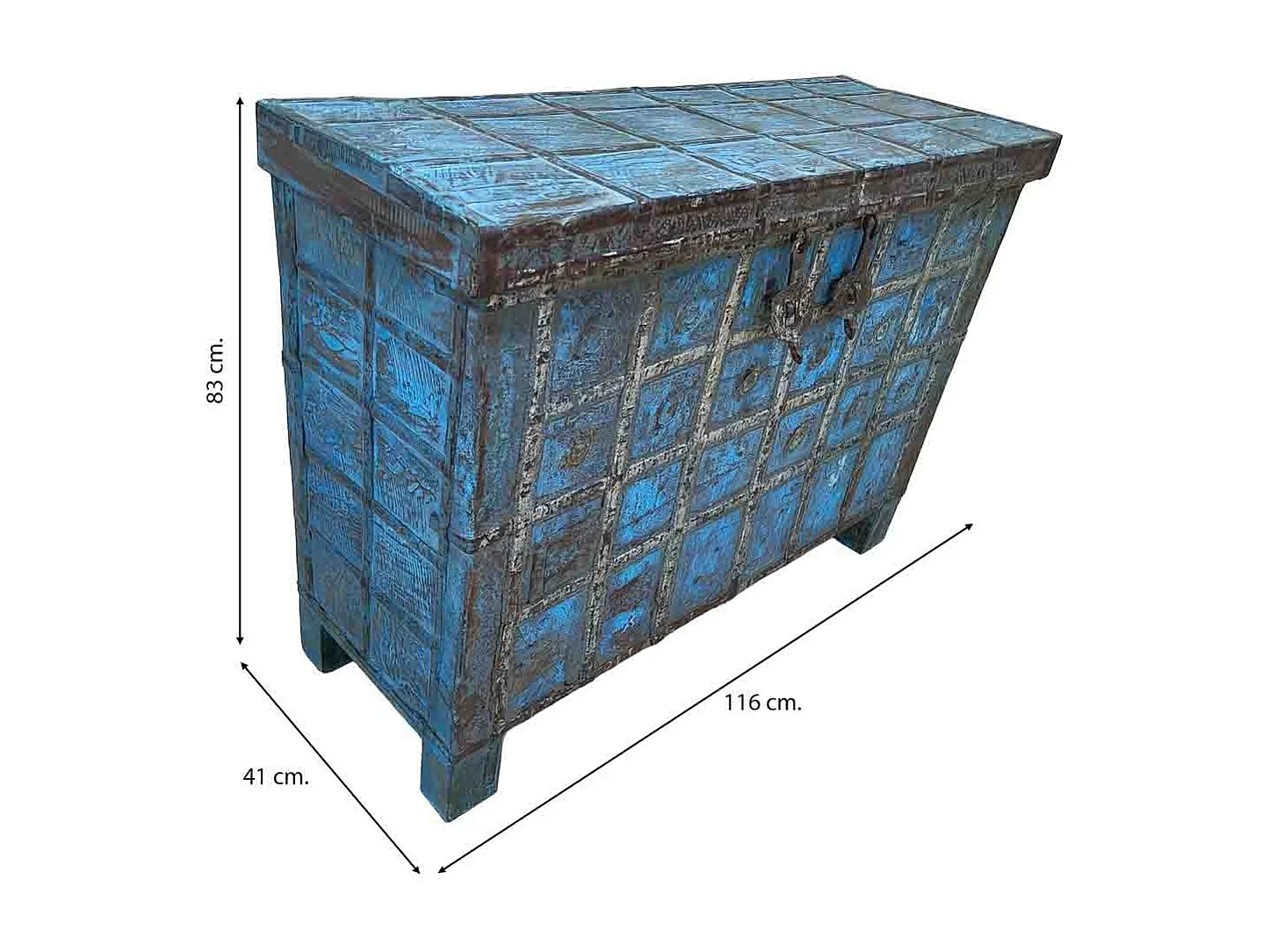 Coffre en bois fabriqué à la main 116 x 41 x 83 cm (hauteur)