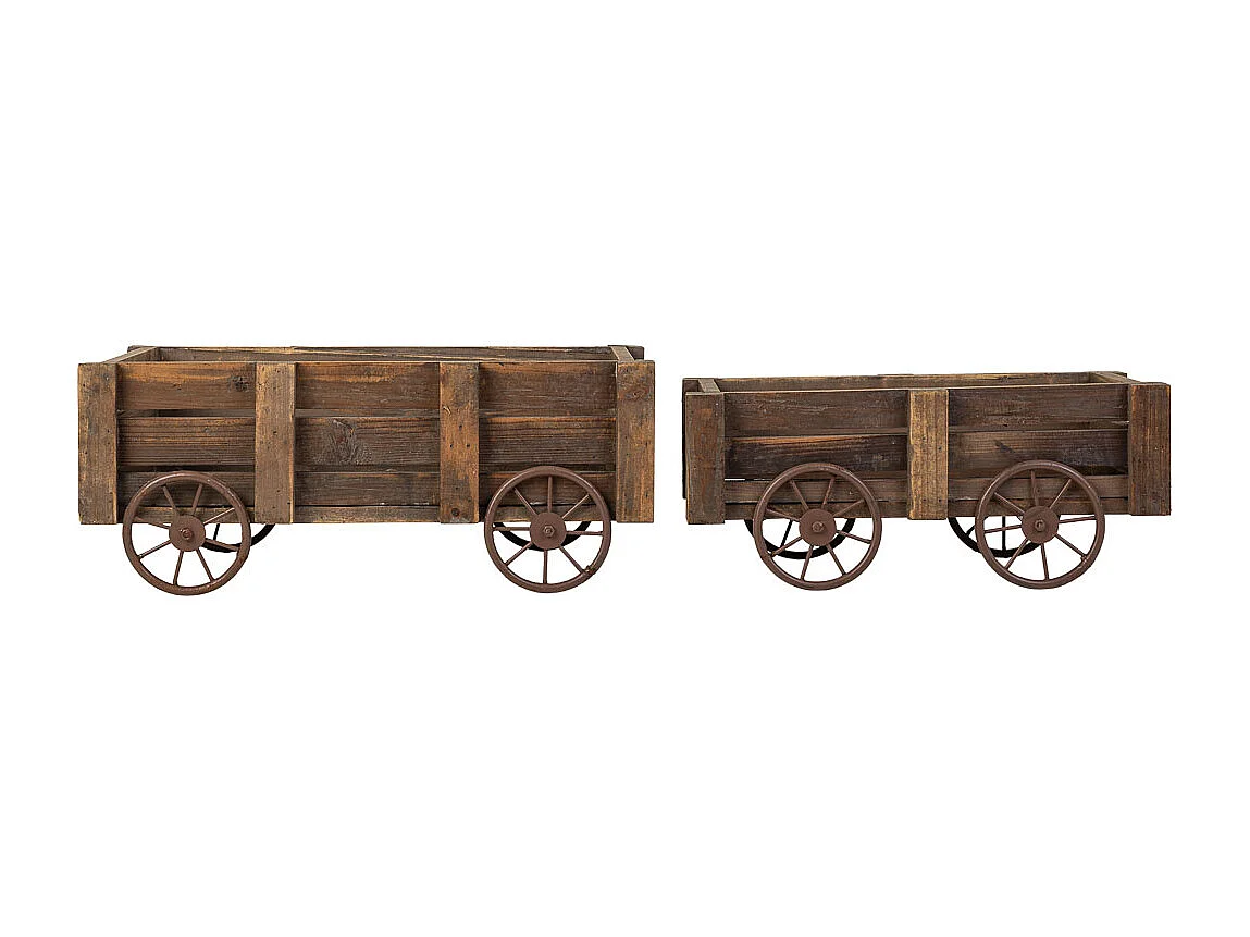 Lot 2 caisses bois marron 53x31,5x22-44x23,5x19h cm