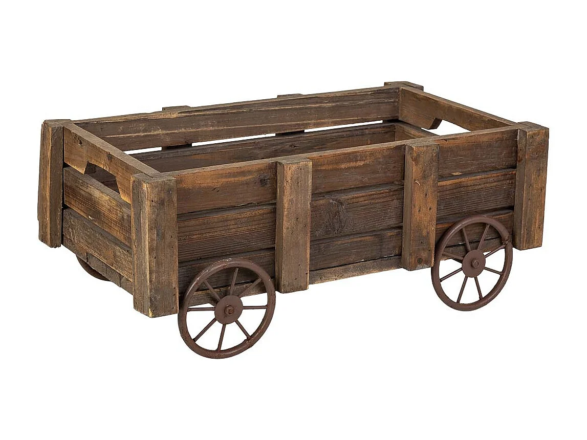 Lot 2 caisses bois marron 53x31,5x22-44x23,5x19h cm