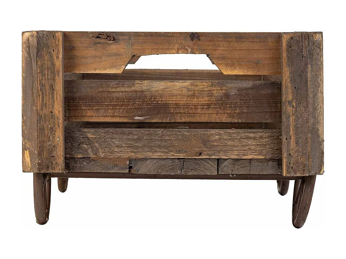 Lot 2 caisses bois marron 53x31,5x22-44x23,5x19h cm