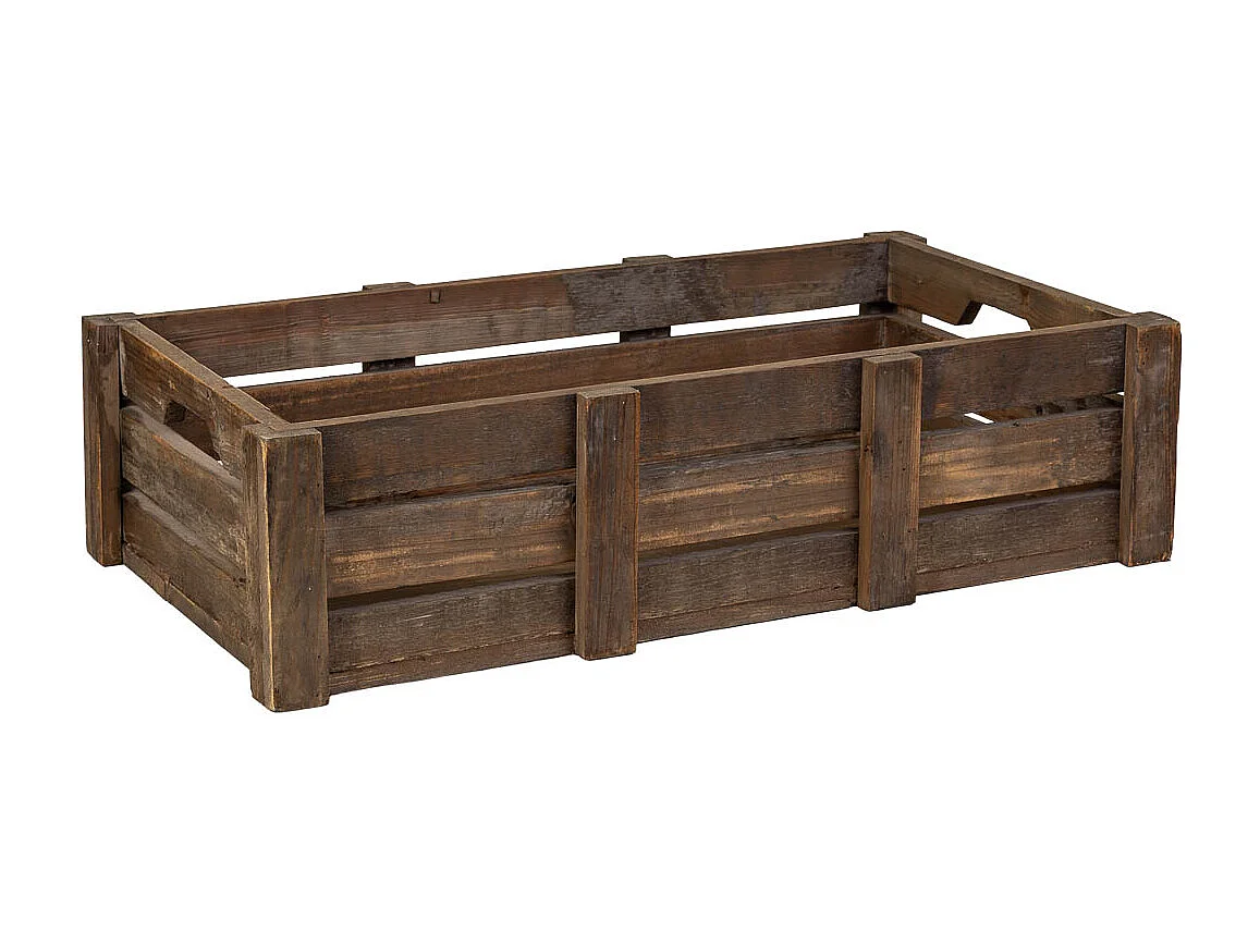 Lot 2 caisses bois marron 74x41x19-65x33,5x17h cm