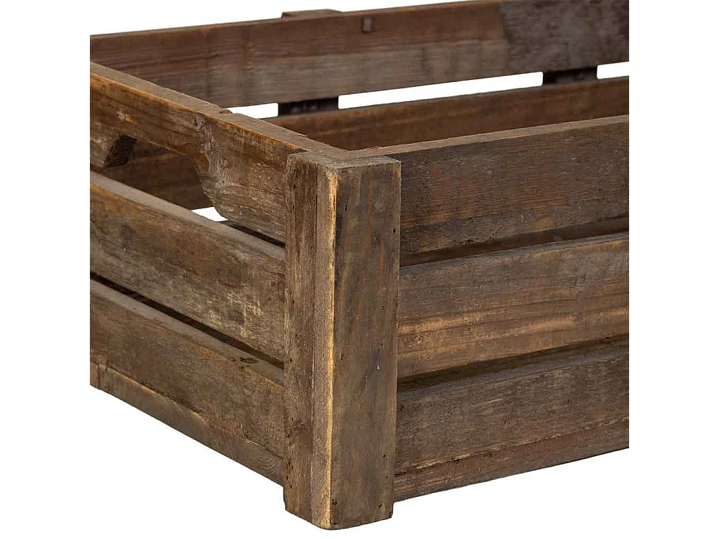 Lot 2 caisses bois marron 74x41x19-65x33,5x17h cm