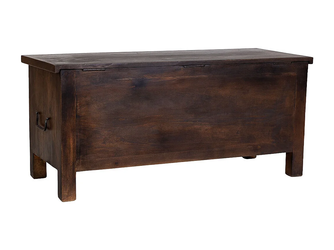 Coffre en bois brun sculpté à la main 100 x 40 x 46 cm (hauteur)