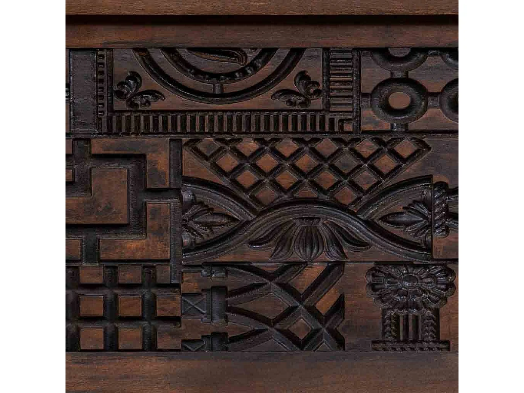 Coffre en bois brun sculpté à la main 100x40x46 cm (hauteur)