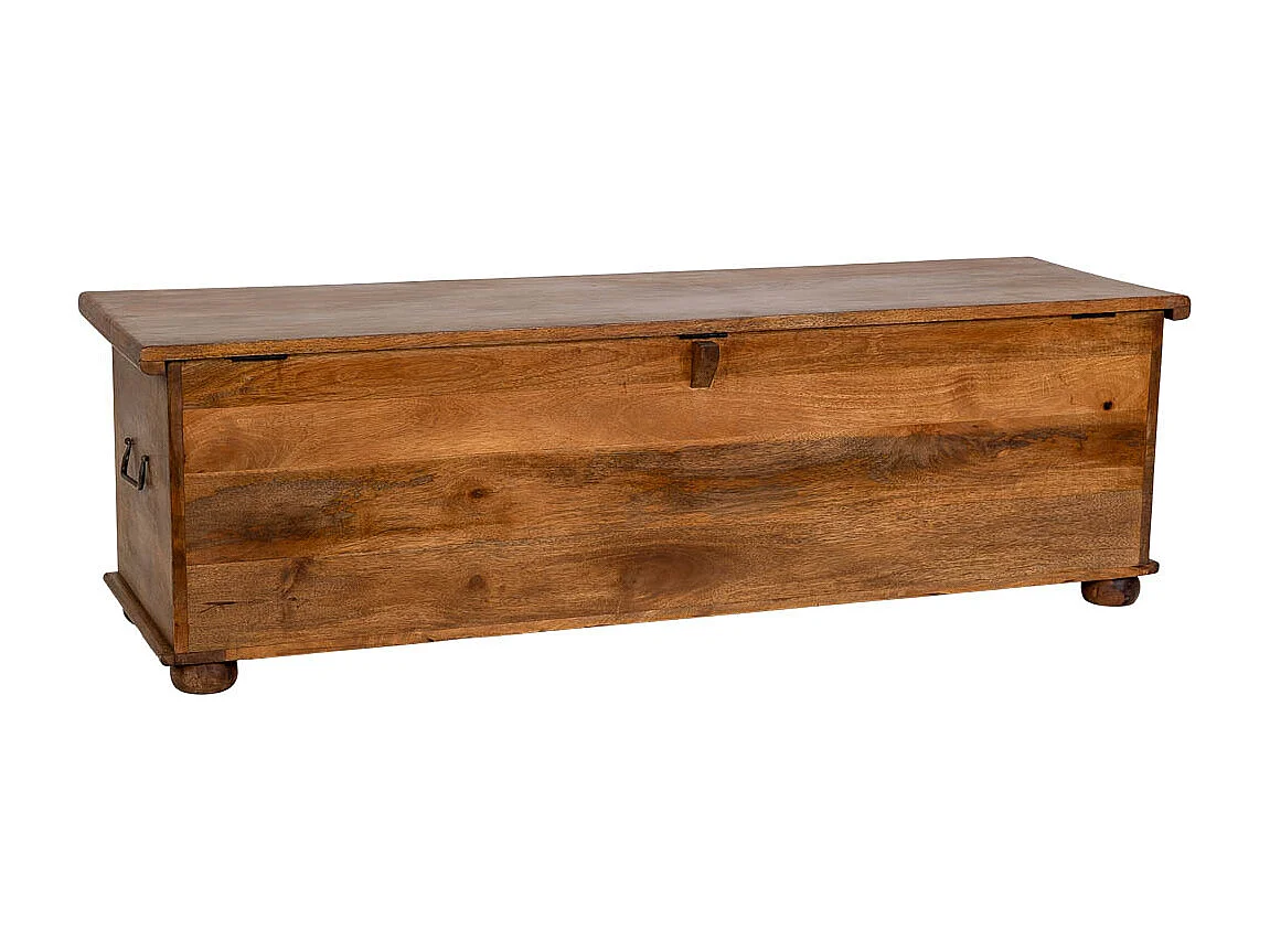 Coffre en bois artisanal marron 150x45x46h cm