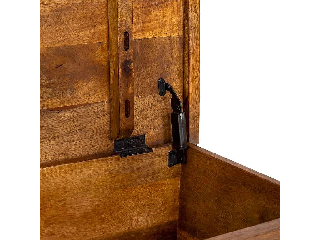 Coffre en bois artisanal marron 150x45x46h cm
