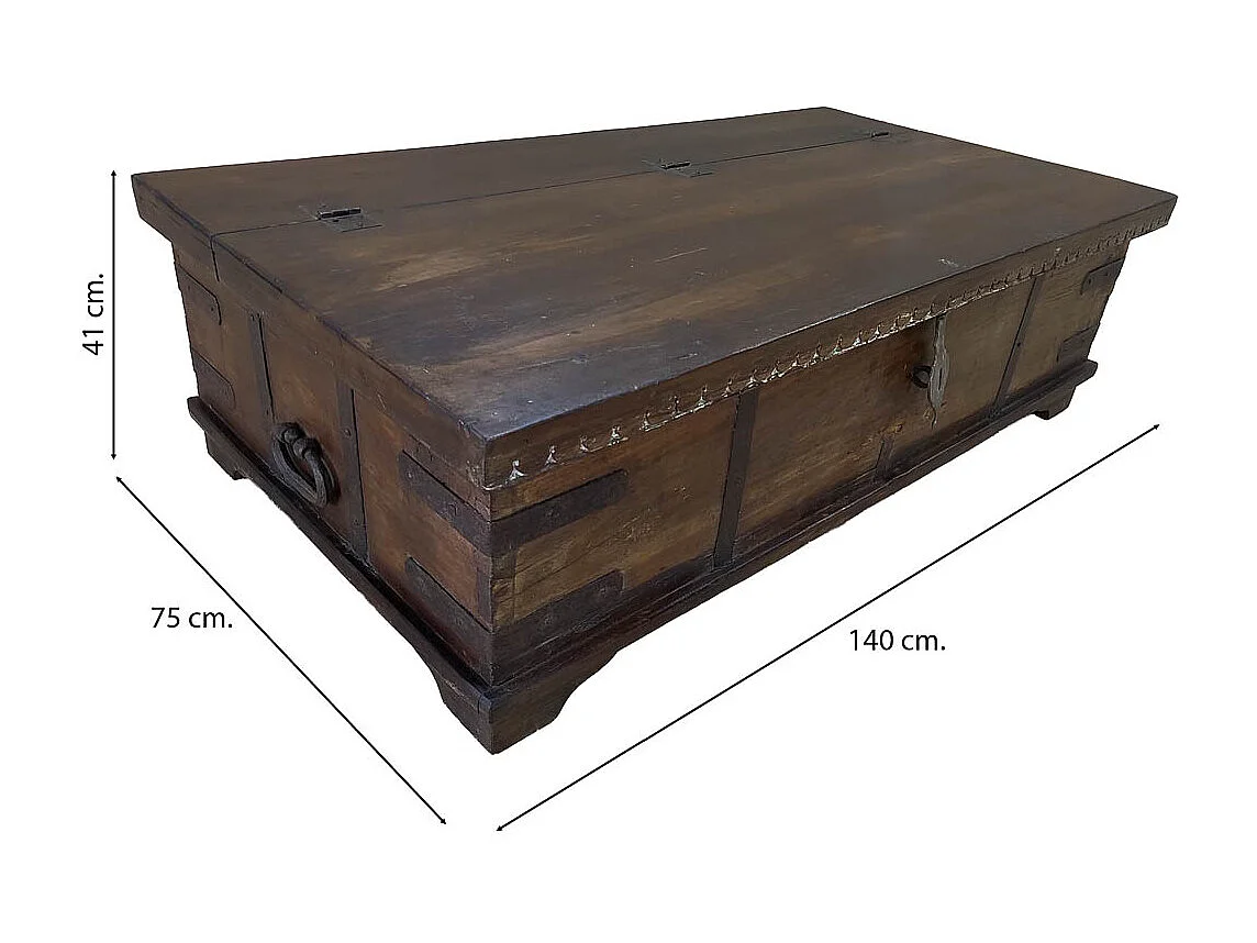 Baúl de madera artesanal 140x75x41h cm