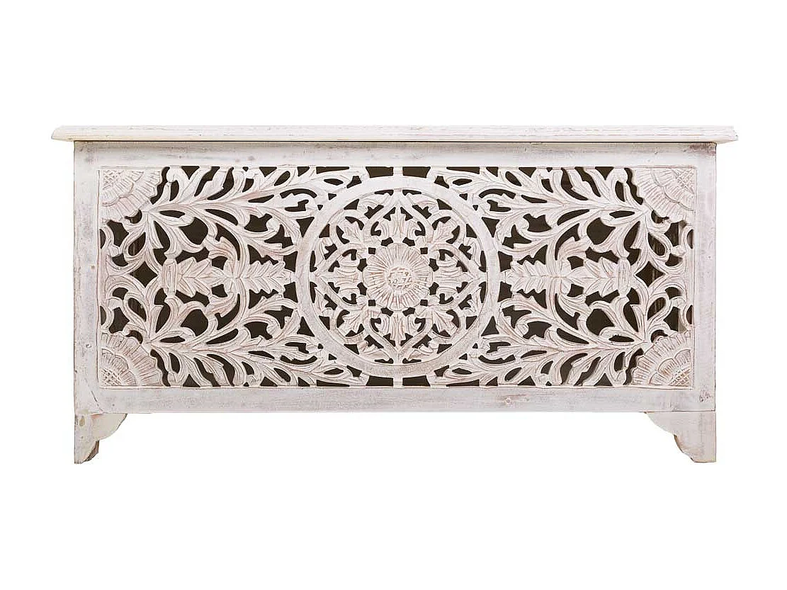 Baúl de madera artesanal blanco 102x48x50h cm
