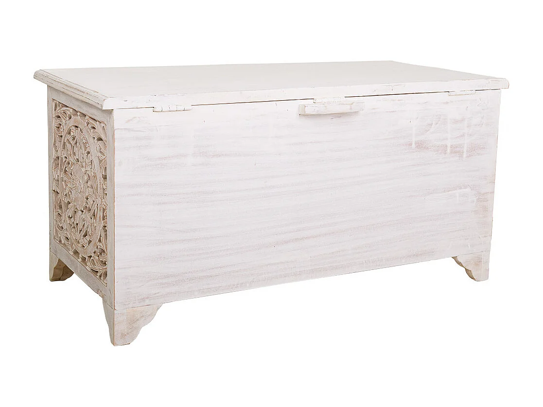 Baúl de madera artesanal blanco 102x48x50h cm