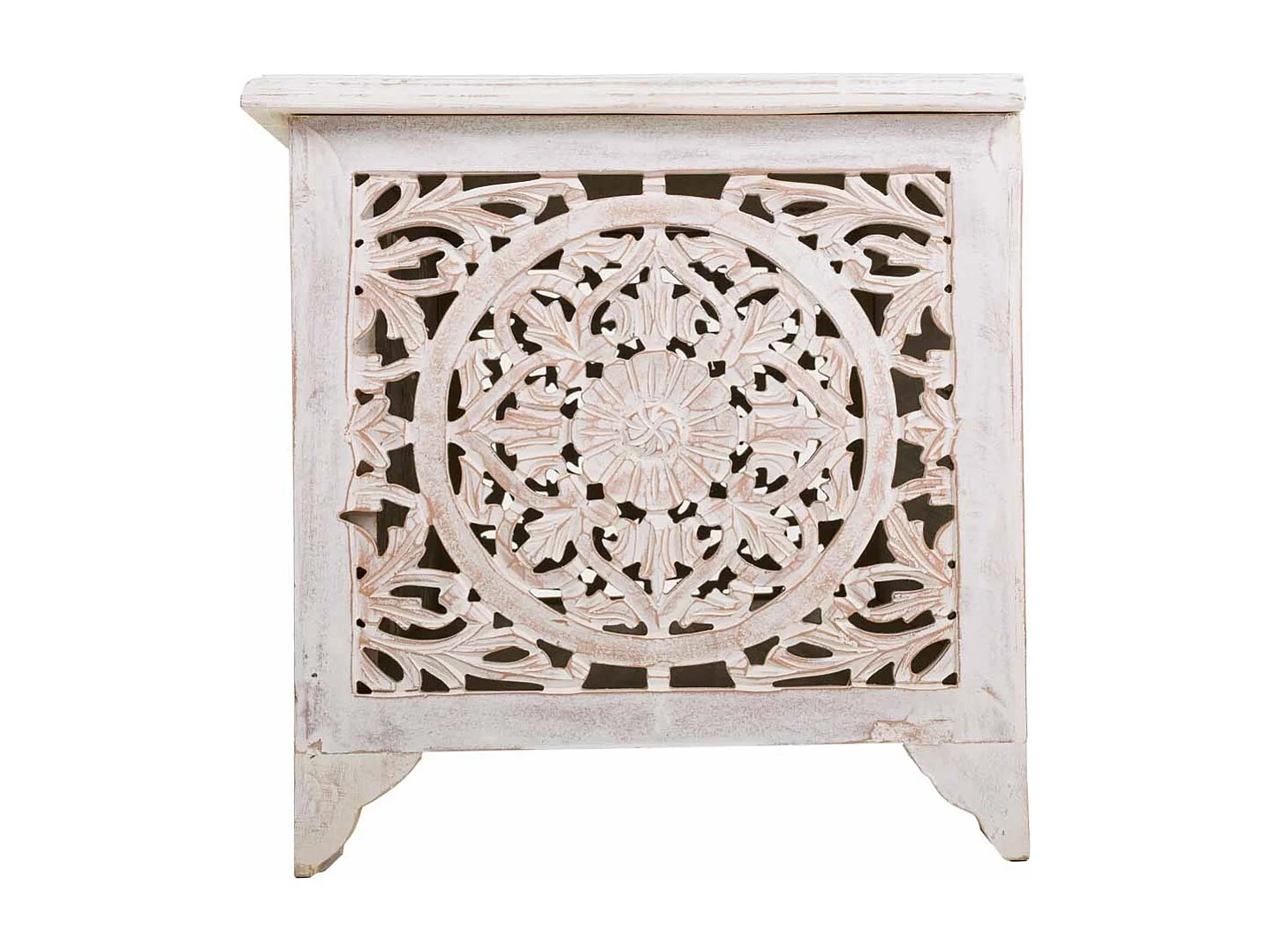 Baúl de madera artesanal blanco 102x48x50h cm