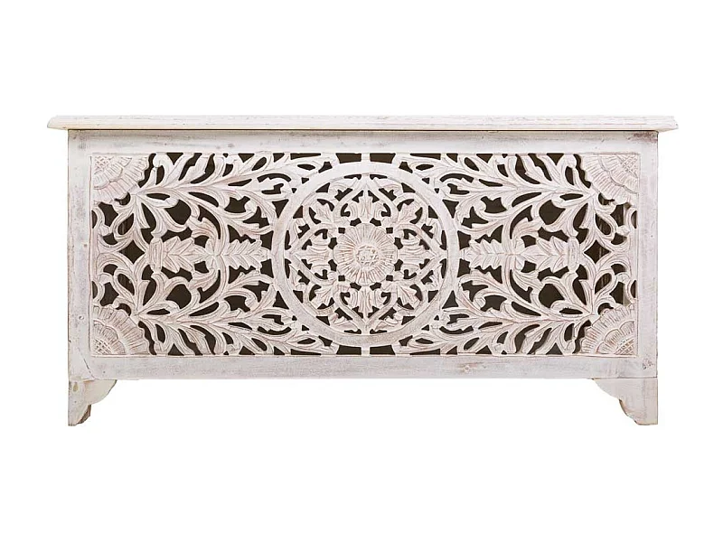 Coffre en bois blanc fait main 102x48x50 cm