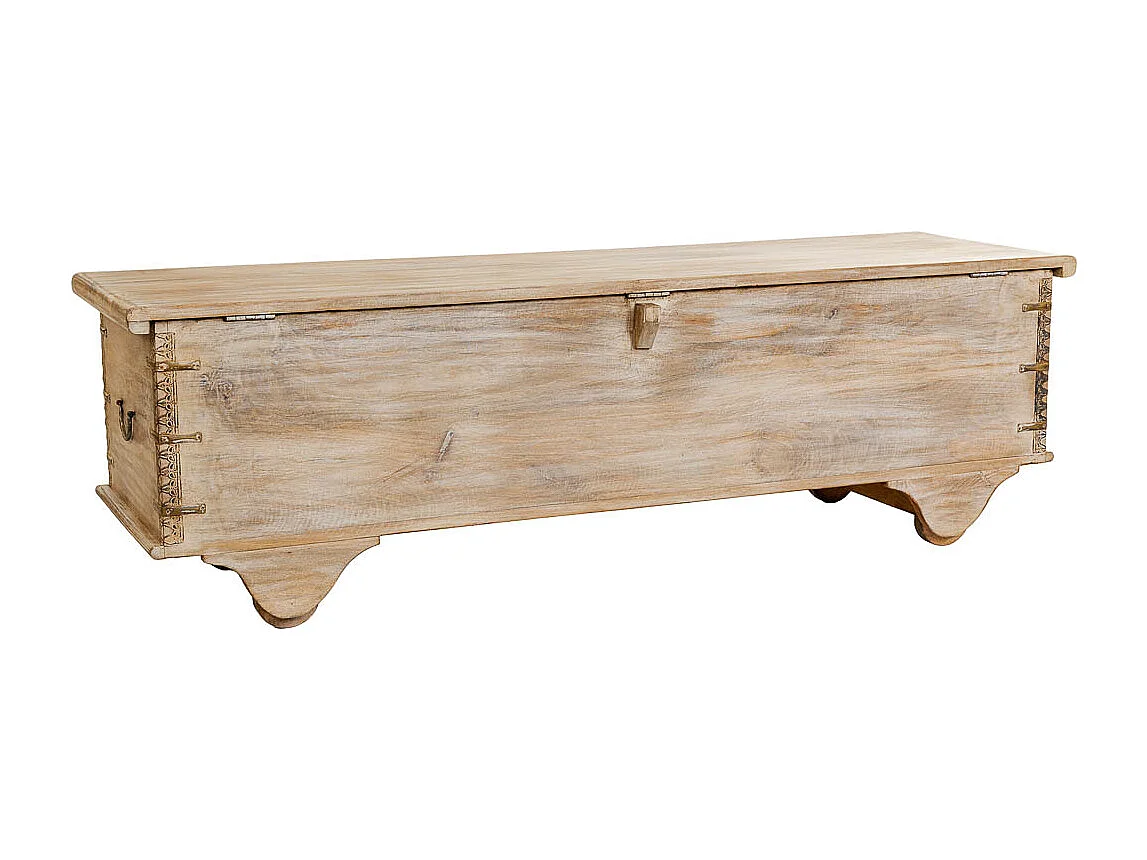 Coffre en bois beige fait main 150 x 45 x 46 cm (hauteur)