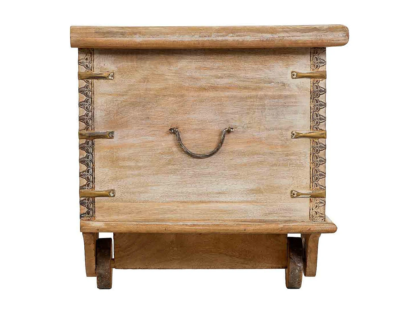 Coffre en bois beige fait main 150 x 45 x 46 cm (hauteur)