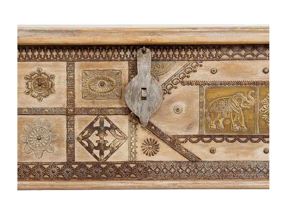 Coffre en bois beige fait main 150 x 45 x 46 cm (hauteur)