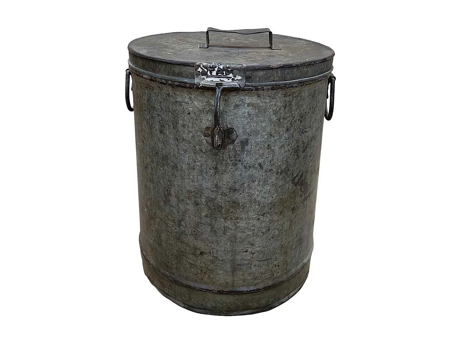 Bidón de metal acabado artesanal 29x29x41h cm