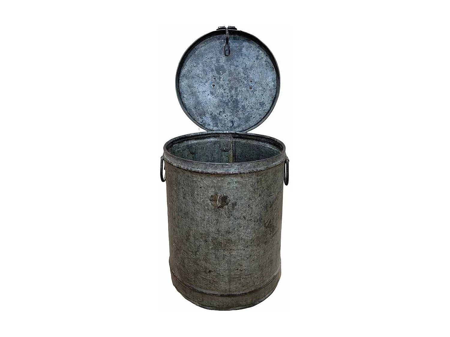 Bidón de metal acabado artesanal 29x29x41h cm