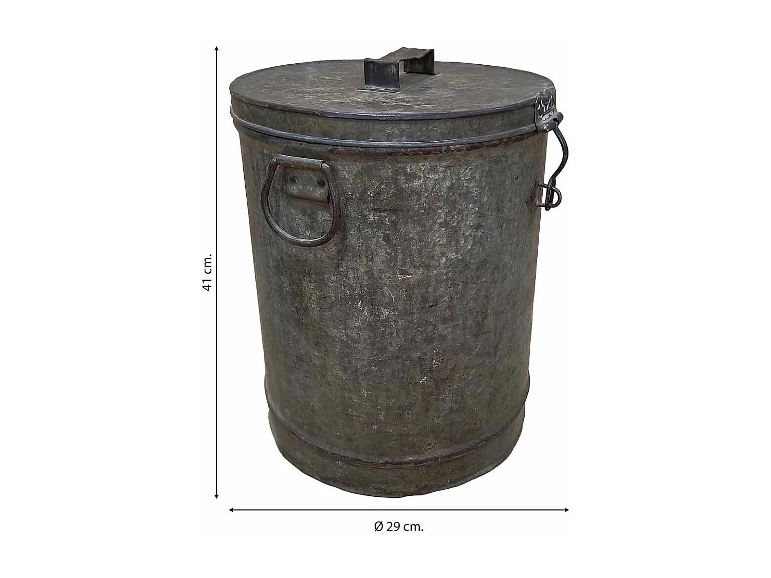 Bidón de metal acabado artesanal 29x29x41h cm