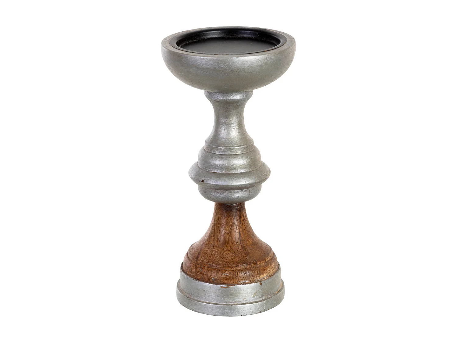 Bougeoir en bois brun 10 x 10 x 20 cm (h)