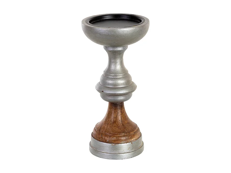 Bougeoir en bois brun 10 x 10 x 20 cm (h)