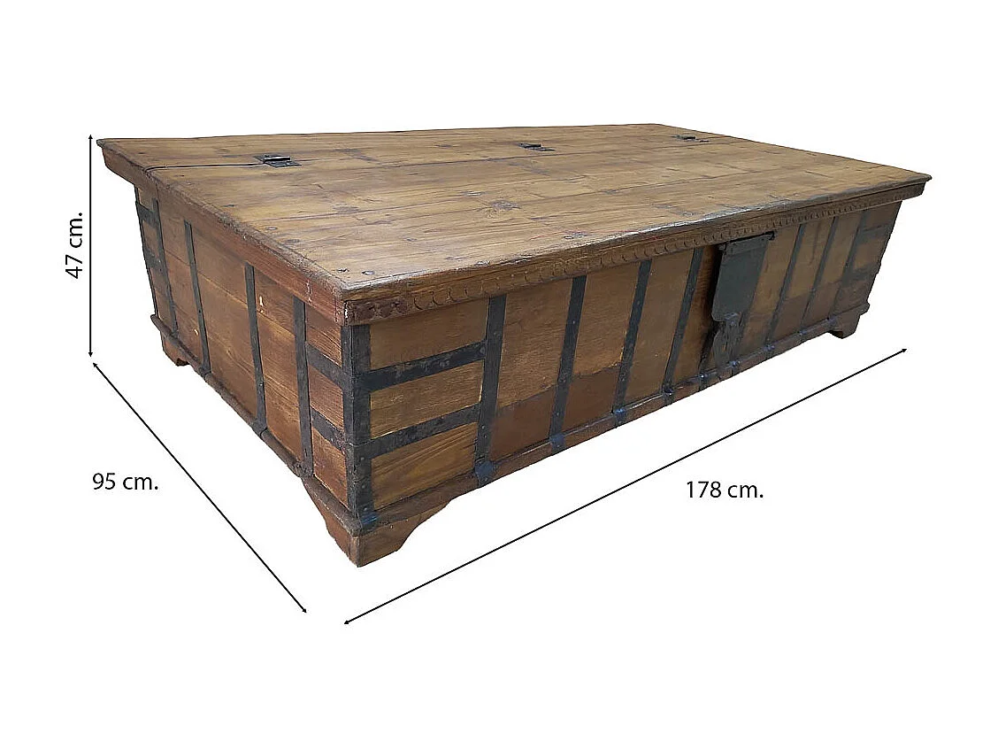 Coffre en bois fabriqué à la main 178 x 95 x 47 cm (hauteur)