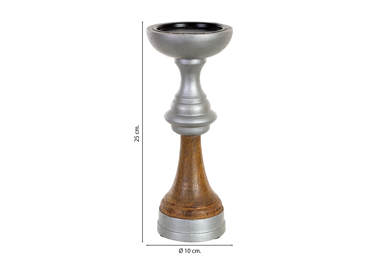 Bougeoir en bois brun 10 x 10 x 25 cm (h)