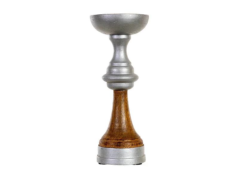 Bougeoir en bois brun 10 x 10 x 25 cm (h)