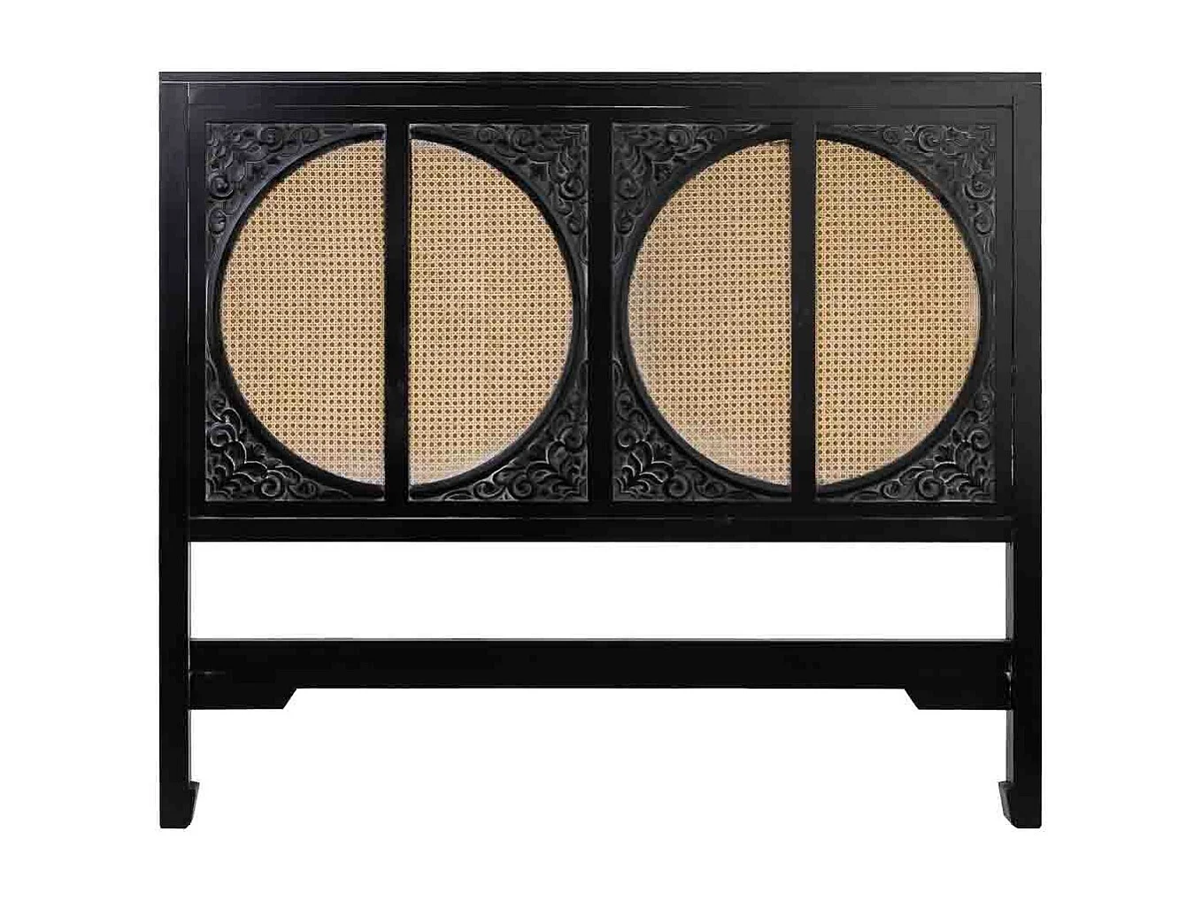 Tête de lit en bois noir à lattes 150x5x130 cm