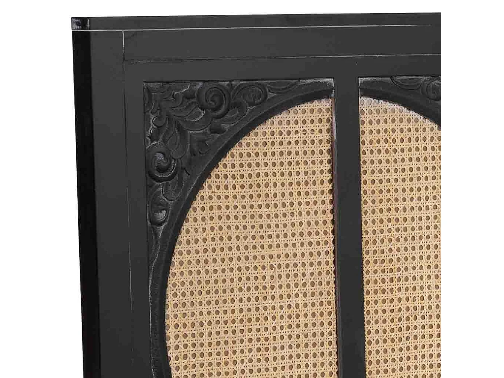 Tête de lit en bois noir à lattes 150x5x130 cm