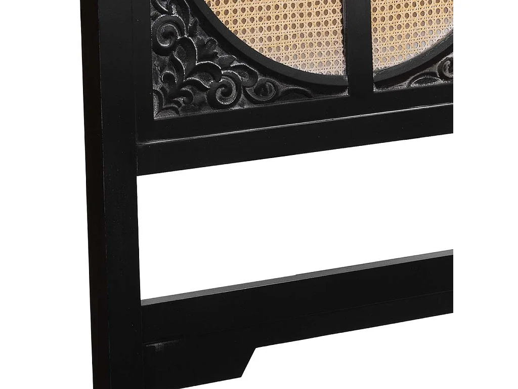 Tête de lit en bois noir à lattes 150x5x130 cm