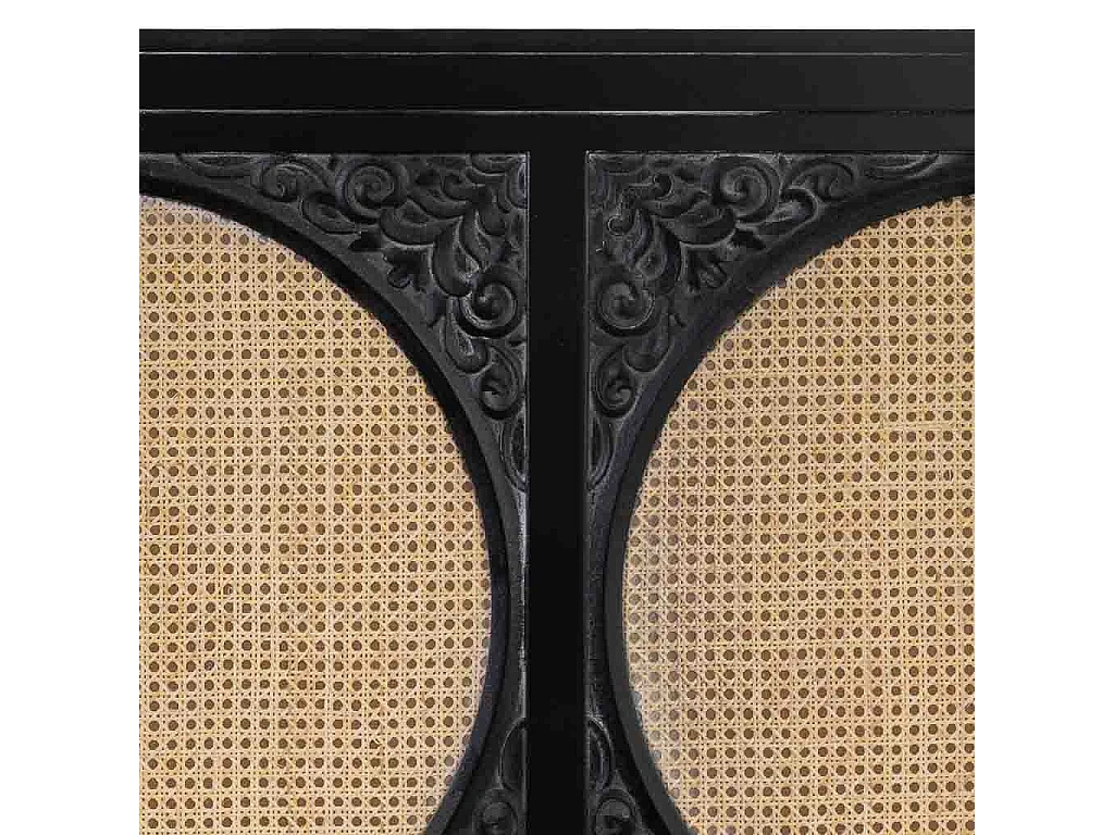 Tête de lit en bois noir à lattes 150x5x130 cm