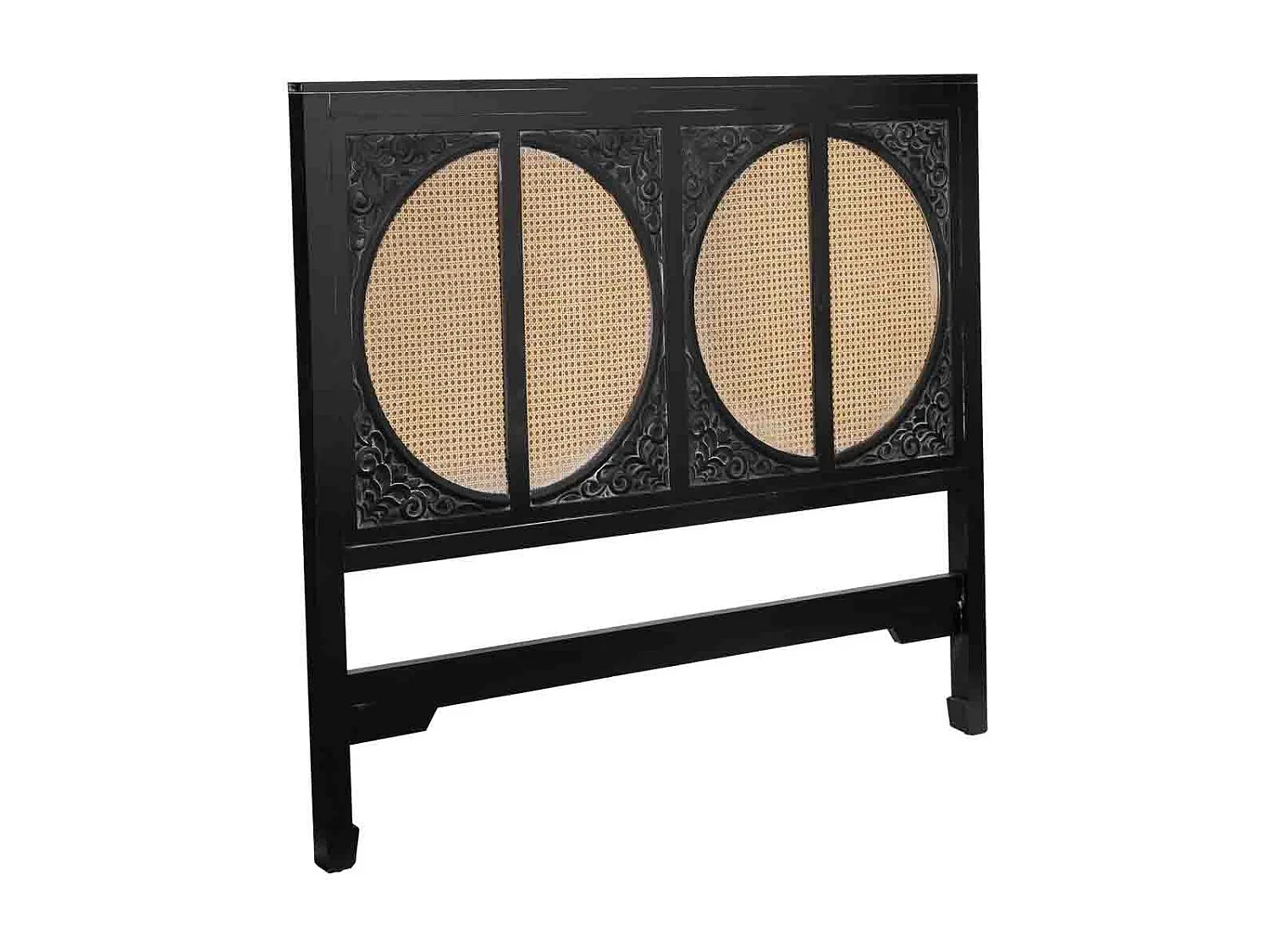 Cabeceira de cama em madeira preta com ripas 150x5x130 cm
