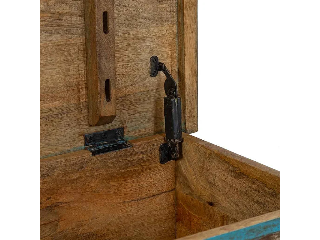 Coffre en bois bleu fait main 115 x 40 x 45 cm (hauteur)