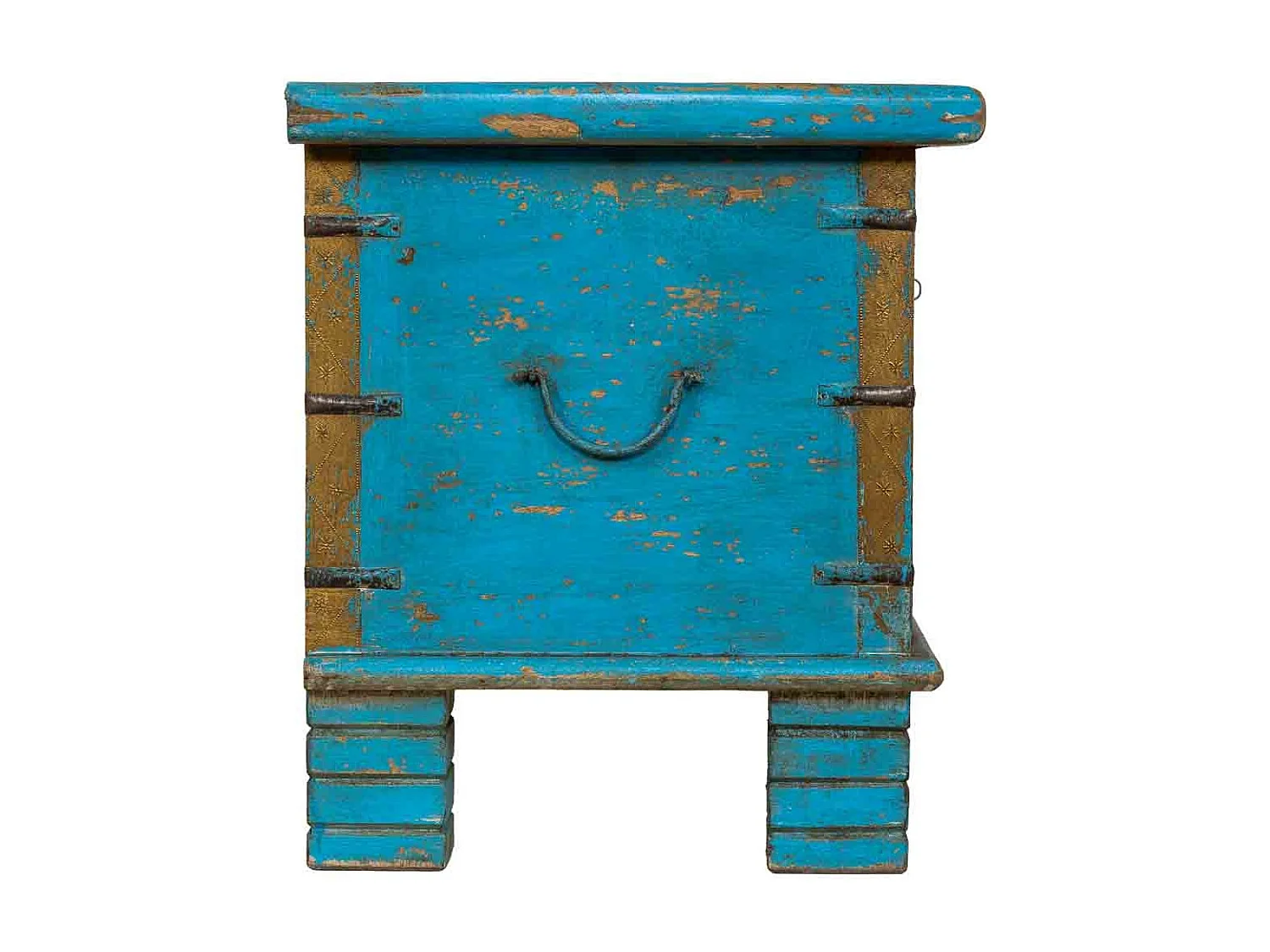 Coffre en bois bleu fait main 115x40x45 cm (hauteur)