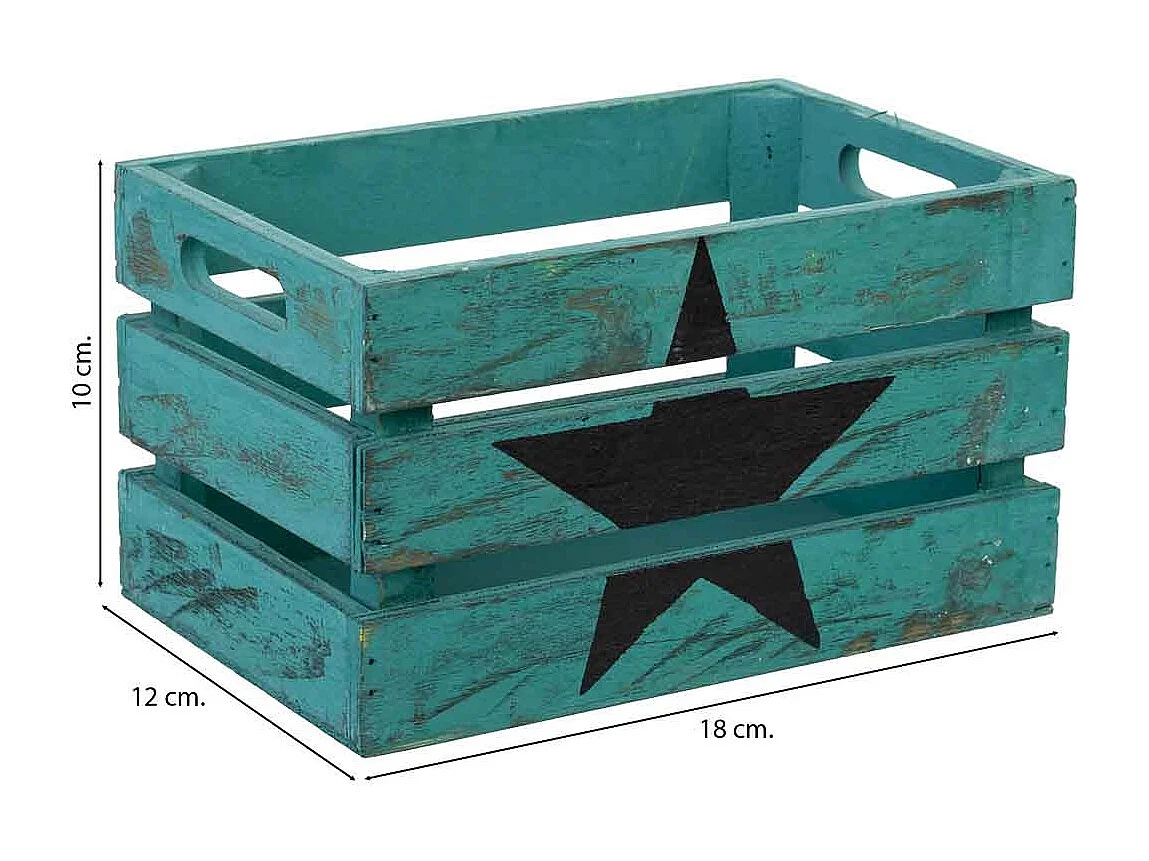 Tiroir en bois bleu 18 x 12 x 10 cm hauteur