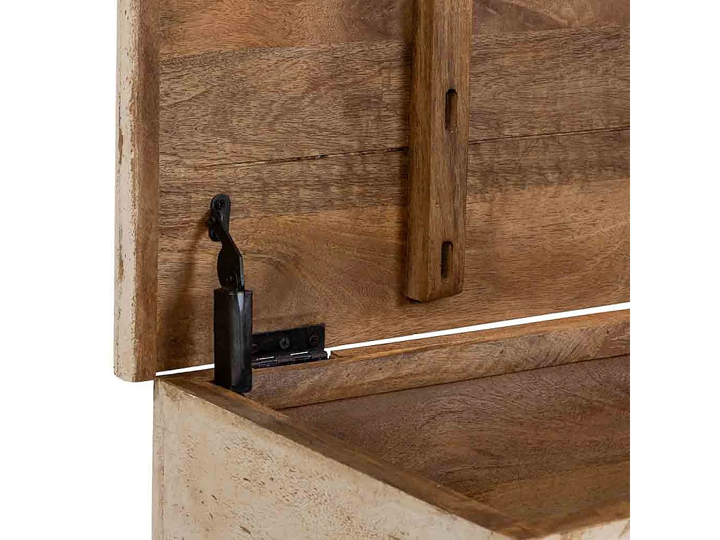 Coffre en bois beige fait main 100 x 40 x 46 cm