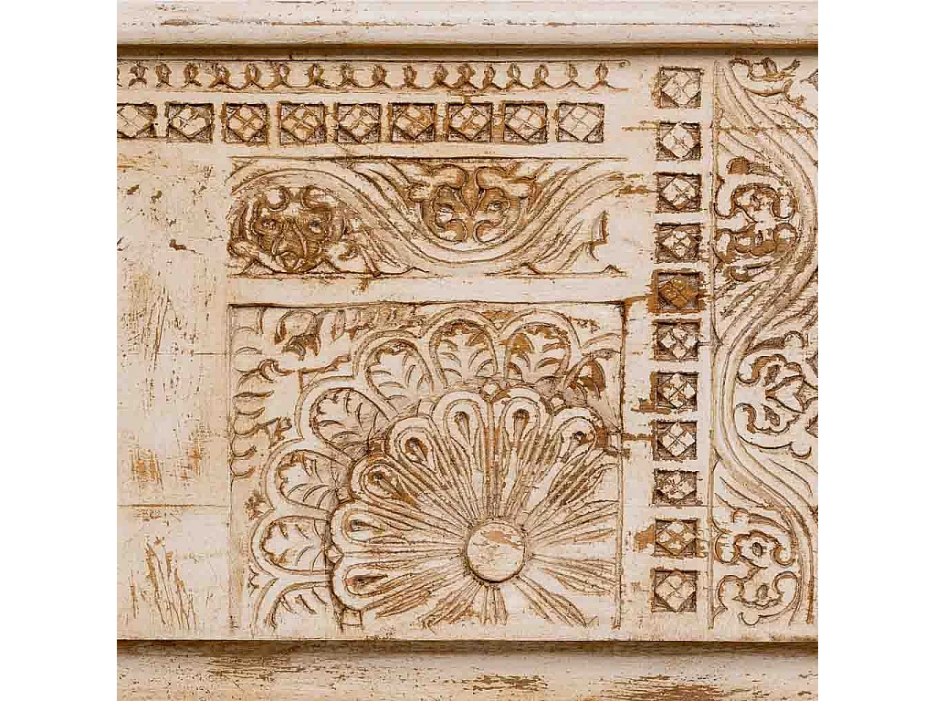 Coffre en bois beige fait main 100 x 40 x 46 cm