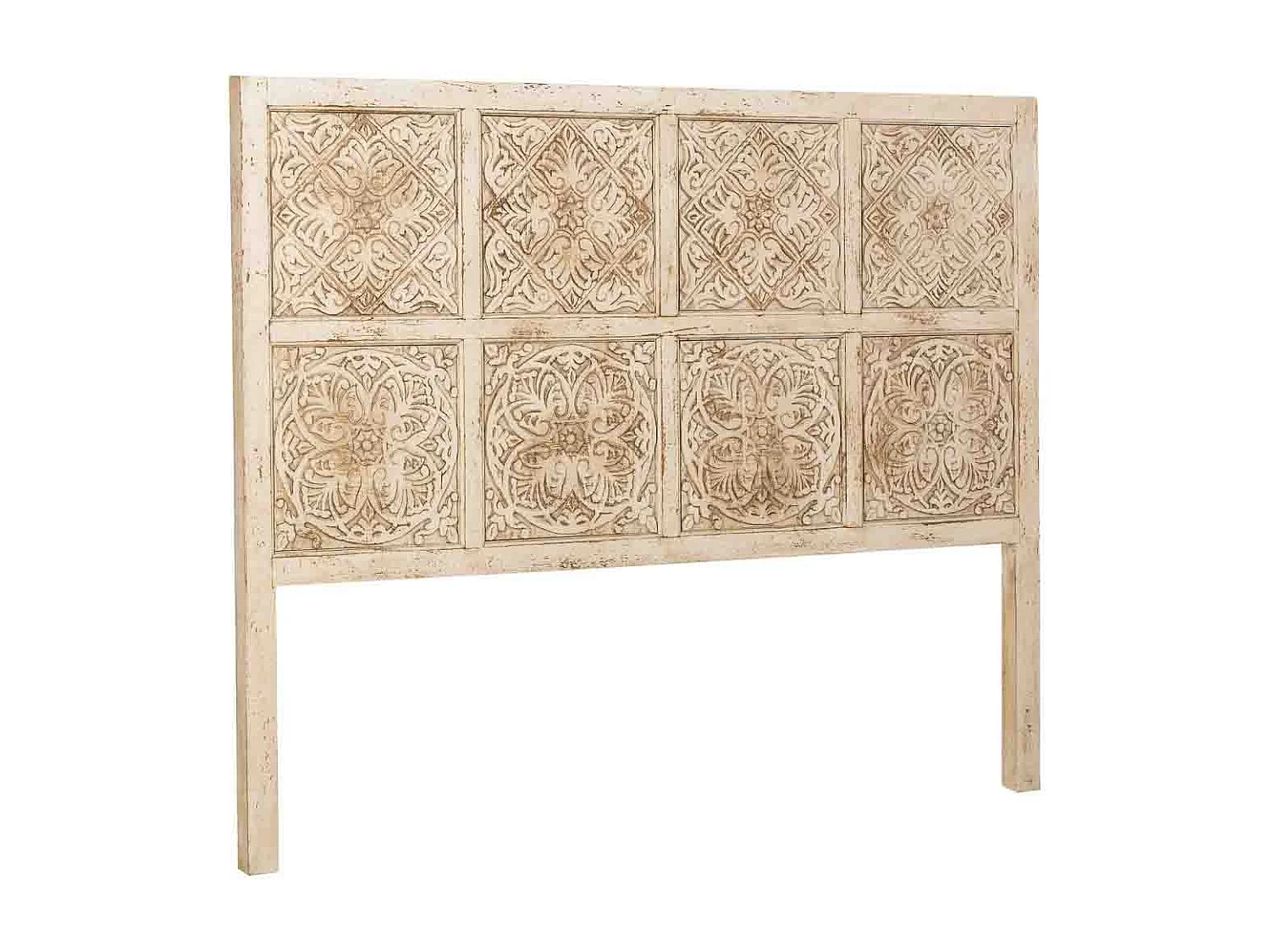Tête de lit artisanale en bois beige, 160x3x130 cm