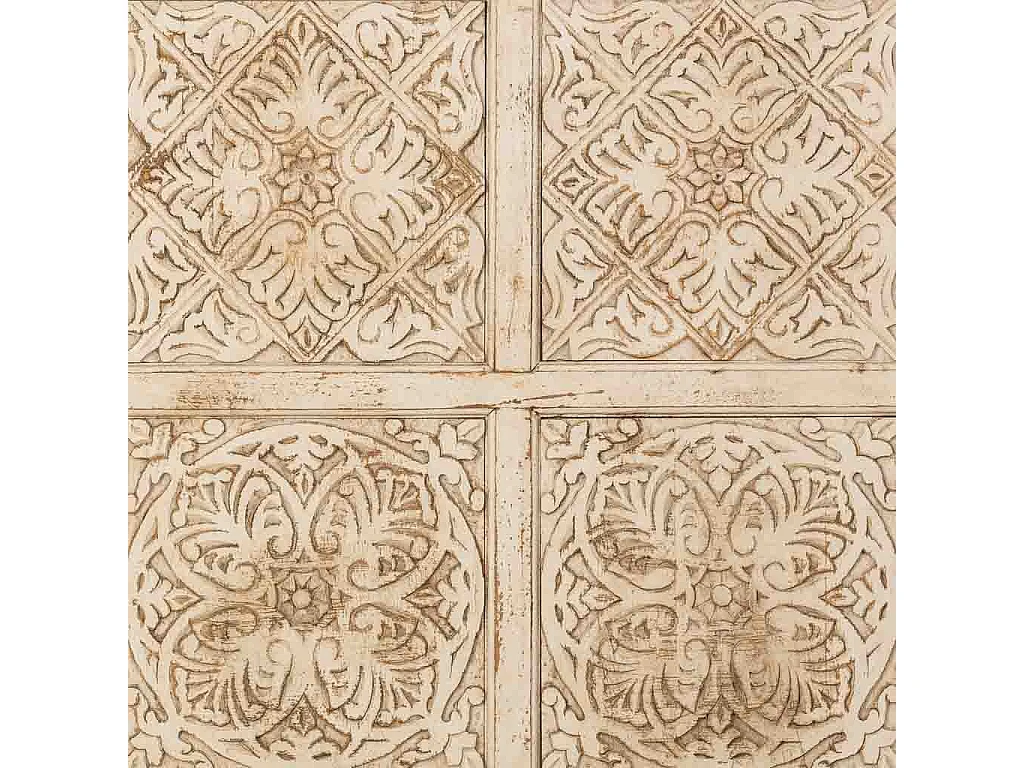 Tête de lit artisanale en bois beige, 160x3x130 cm