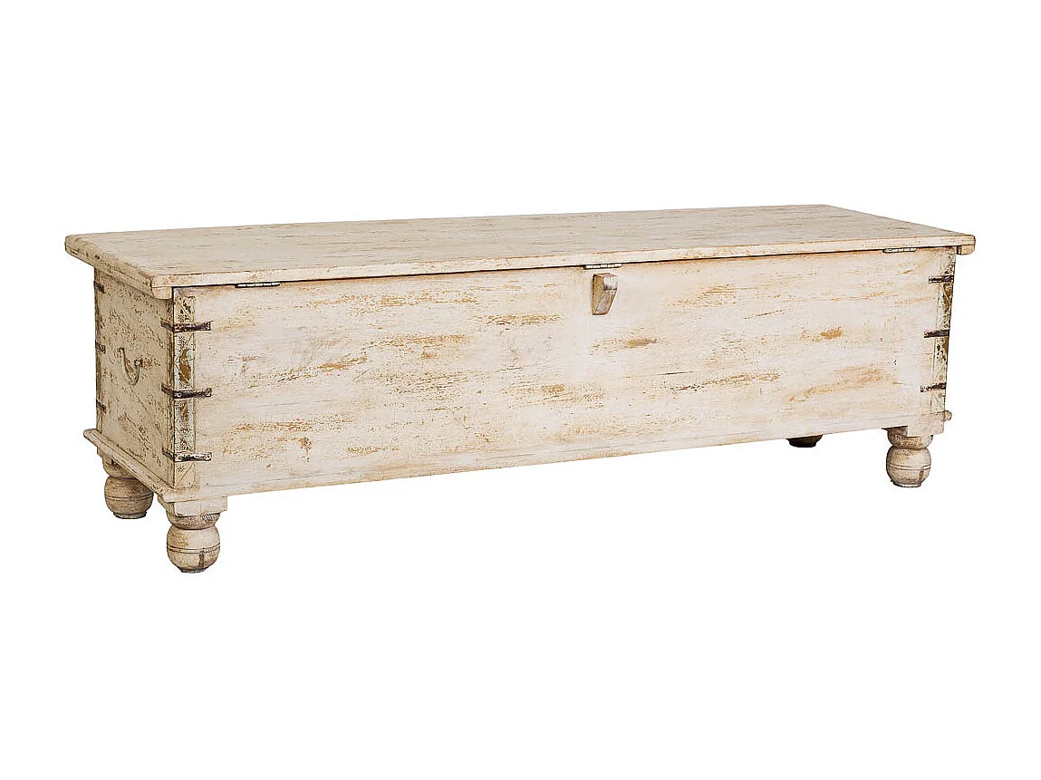 Coffre en bois beige fait main, 150x45x45 cm (hauteur)