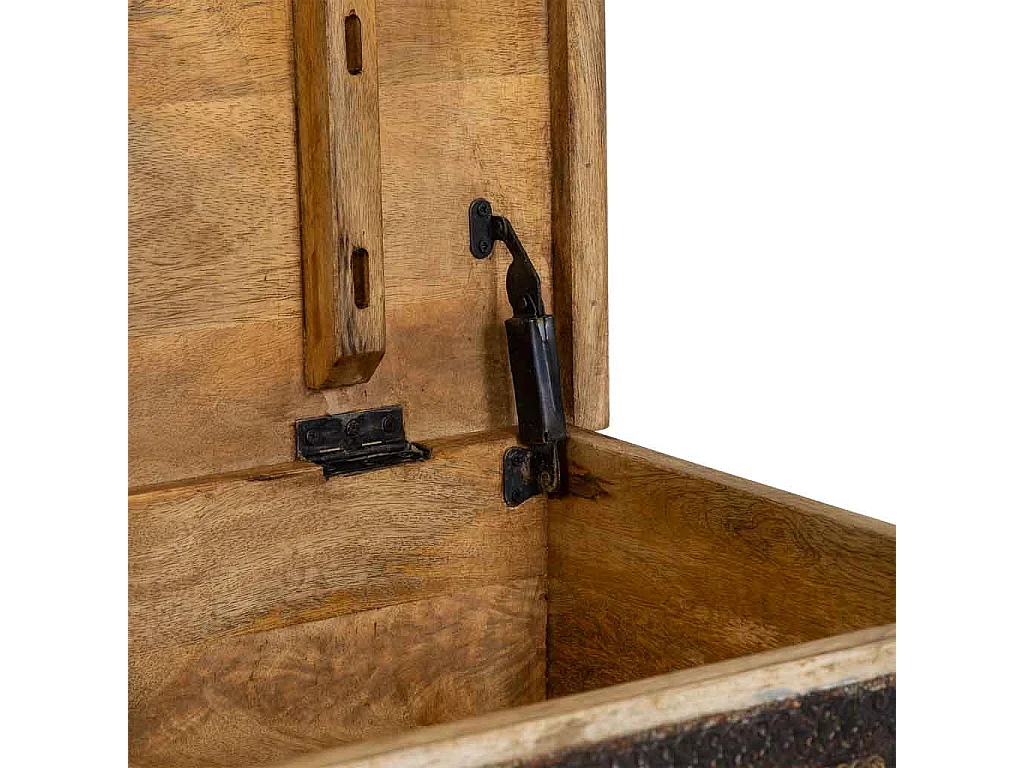 Coffre en bois beige fait main, 150x45x45 cm (hauteur)