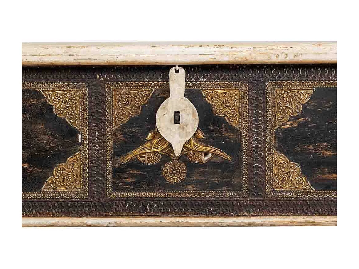 Coffre en bois beige fait main, 150x45x45 cm (hauteur)