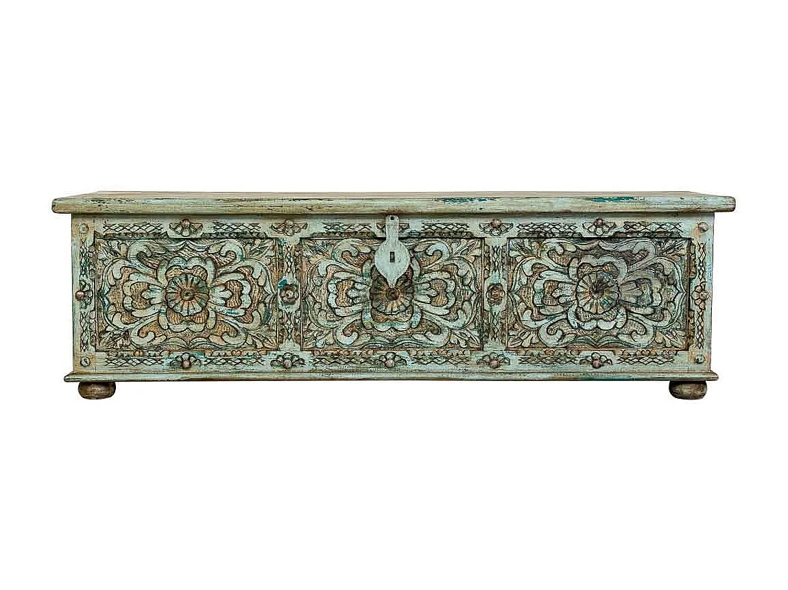 Meuble bas en bois, fabriqué artisanalement, 150 x 45 x 46 cm (hauteur)