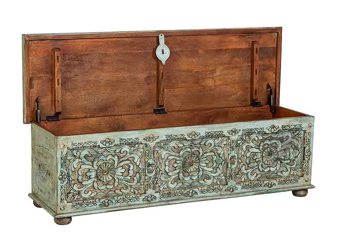 Meuble bas en bois, fabriqué artisanalement, 150 x 45 x 46 cm (hauteur)