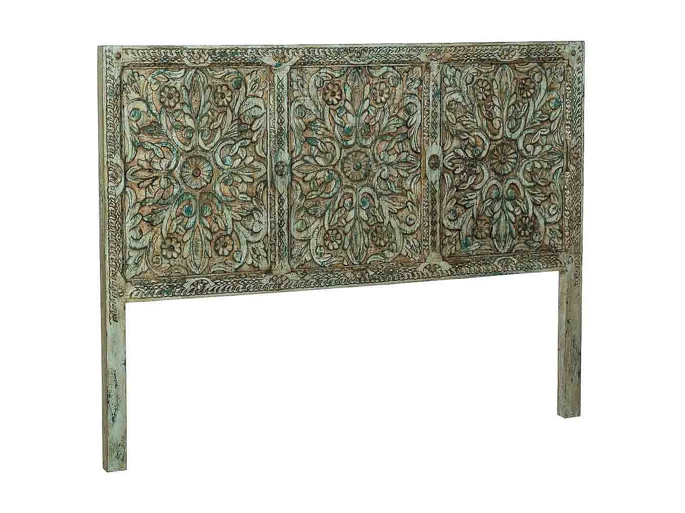 Tête de lit bleue en bois faite main 160x3x120 cm