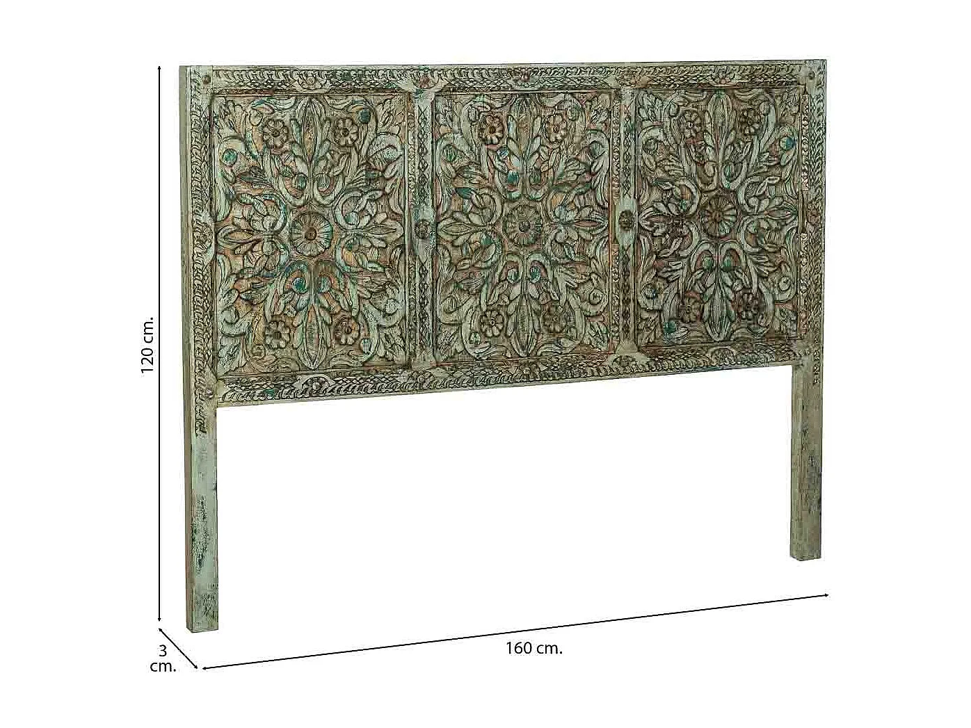 Tête de lit bleue en bois faite main 160x3x120 cm