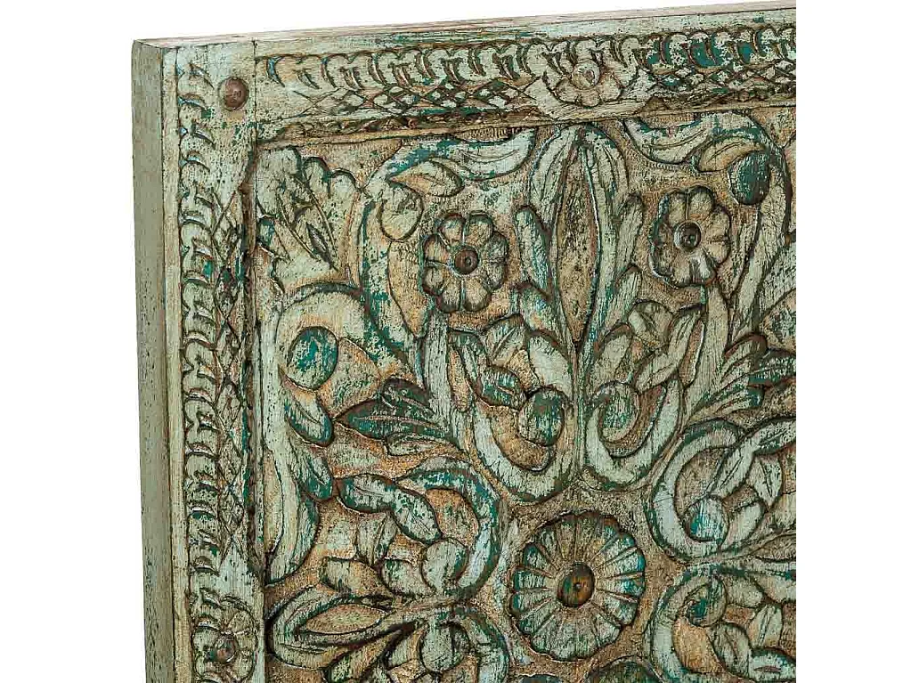 Tête de lit bleue en bois faite main 160x3x120 cm