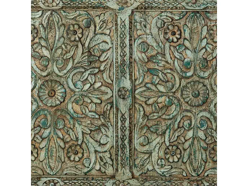 Tête de lit bleue en bois faite main 160x3x120 cm